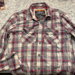 XL Superdry flannel grey red white